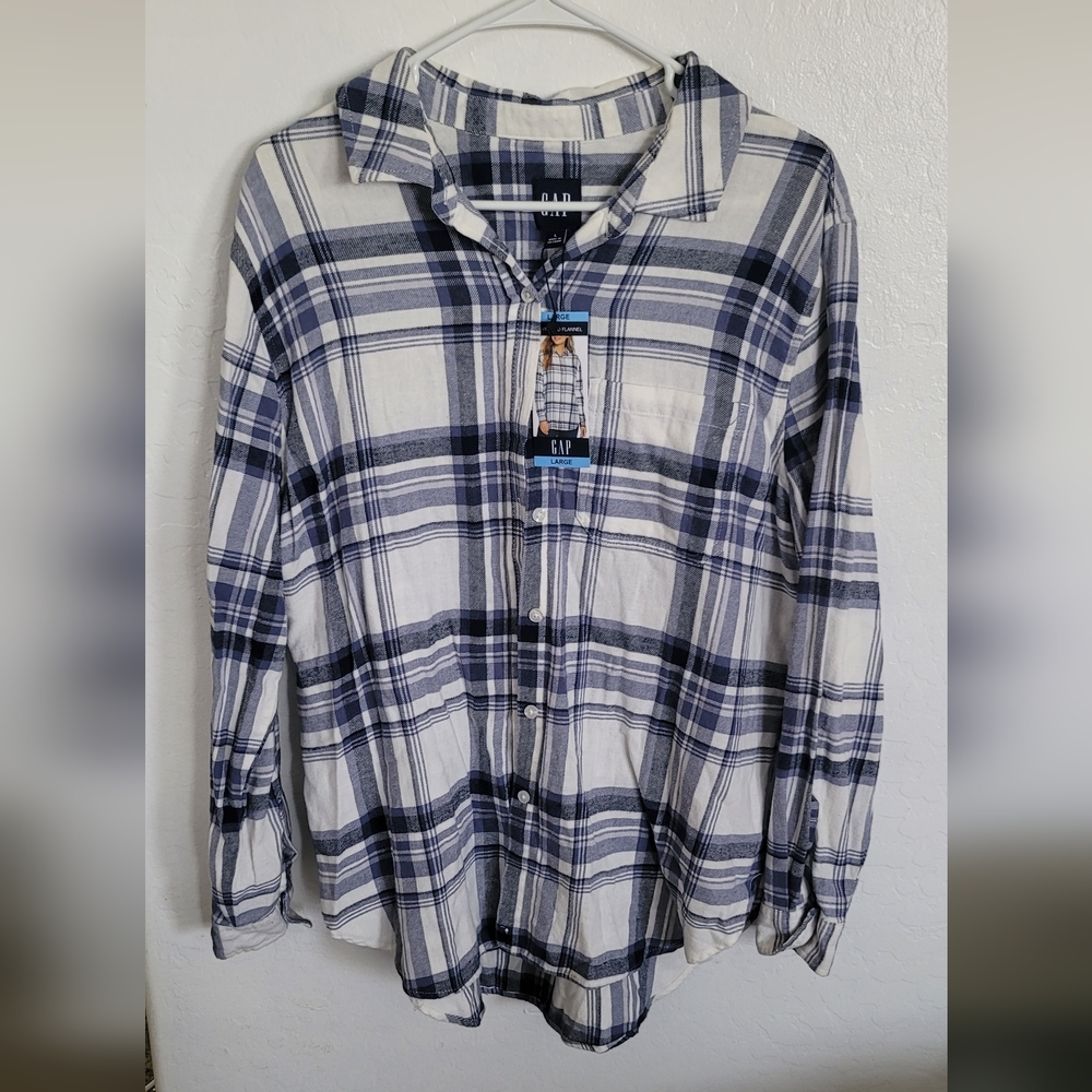 GAP Blue and White Long Sleeve Tee